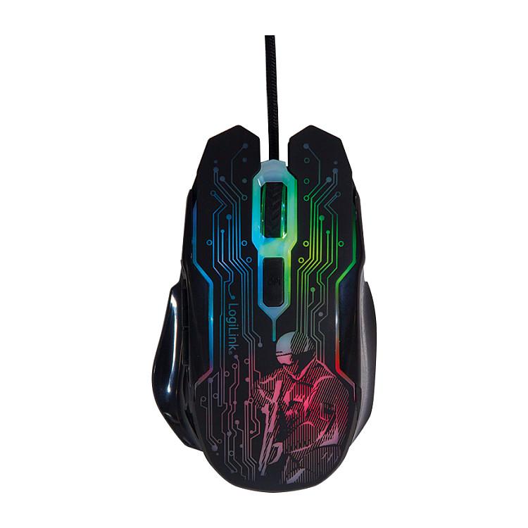 Maus Gaming LogiLink ID0137 / USB / Optik / 2400 DPI / 6 Butona / LED - Zezë/Blu - 12