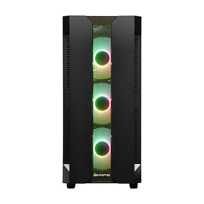 Kasë Chieftec Gamer Series Hunter GS-01B-OP, Midi-Tower, ATX, 4x120mm A-RGB, Xham i Temperuar, 2x USB 3.0 - Zezë - 5