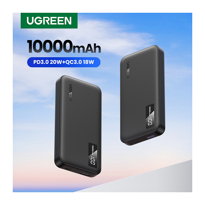 Power Bank Ugreen PB311 / 10000mAh / USB-C + USB-A / 20W / 22.5W / Power Delivery 3.0 / Quick Charge 3.0 – Zezë - 10