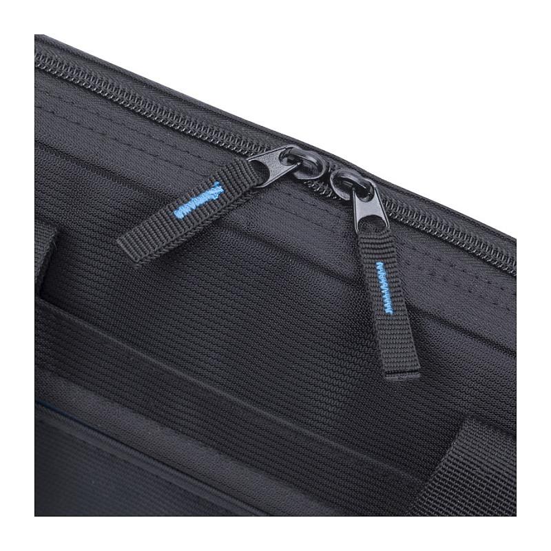Çantë për Laptop RIVACASE Regent 8027, 14", Poliester Rezistent ndaj Ujit, Ndarje e Mbushur, Xhep i Përparmë, Rrip Shpatulle i Rregullueshëm – Zezë/Blu - 7