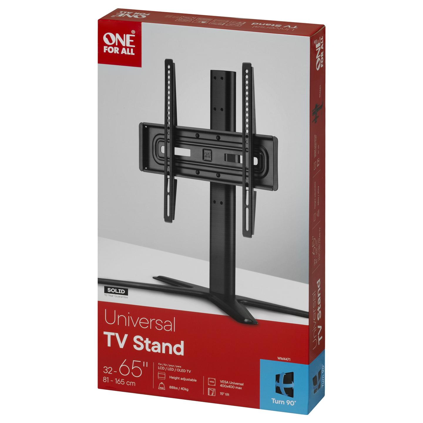 Mbajtëse për TV One For All WM 4471 / 32"-65" / 40kg / Tavolinë / Rregullim Lartësie / Tilt ±15° / Swivel 90° - Zezë - 6