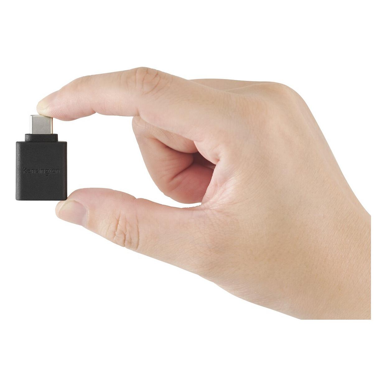 Adapter USB Kensington K33477WW / CA1010 / USB-C Mashkull në USB-A Femër / 5 Gbit/s / 5V 3A - Zezë - 8