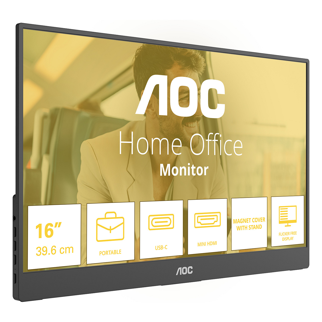 Monitor Portativ AOC 16T20E2 / 15.6" / Full HD IPS / 60Hz / 5ms / USB-C+Mini HDMI+Speakers - Zezë - 2