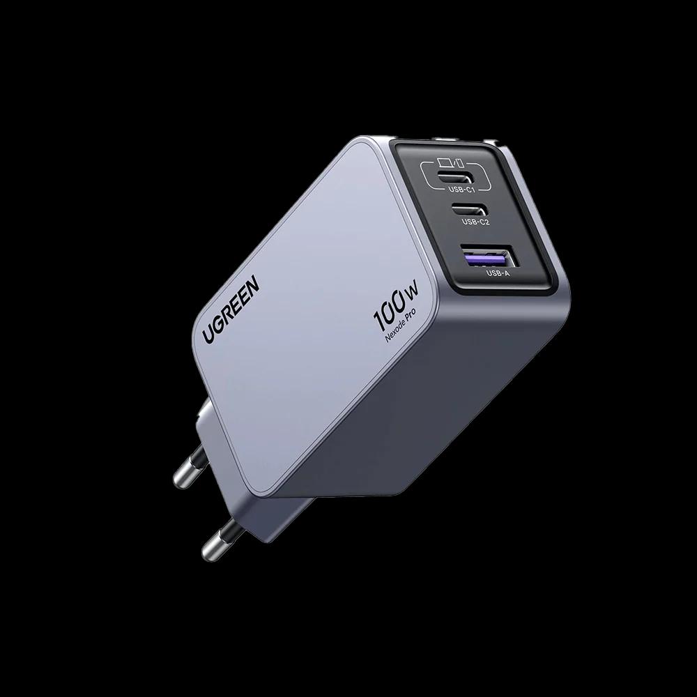 Adapter UGREEN Nexode Pro 15203 / 100W / 2x USB-C / USB-A / GaN / PD 3.0 / PPS / QC 4.0+ - Gri