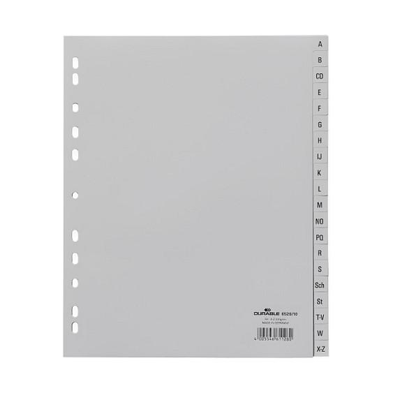 RegjistĂ«r Alfabetik DURABLE 652010, A4+, 20 Ndarje, AâZ, PP, Perforim Universal - Gri