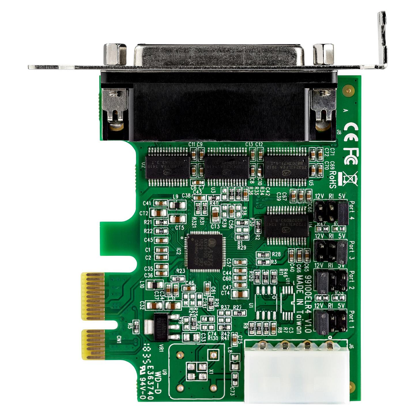 Kartë Zgjerimi StarTech.com PEX4S953LP, PCI Express x1, 4x Serial RS-232 DB9, deri në 921.6Kbps, ASIX AX99100A, UART 16950, Low Profile + Full Height - 6