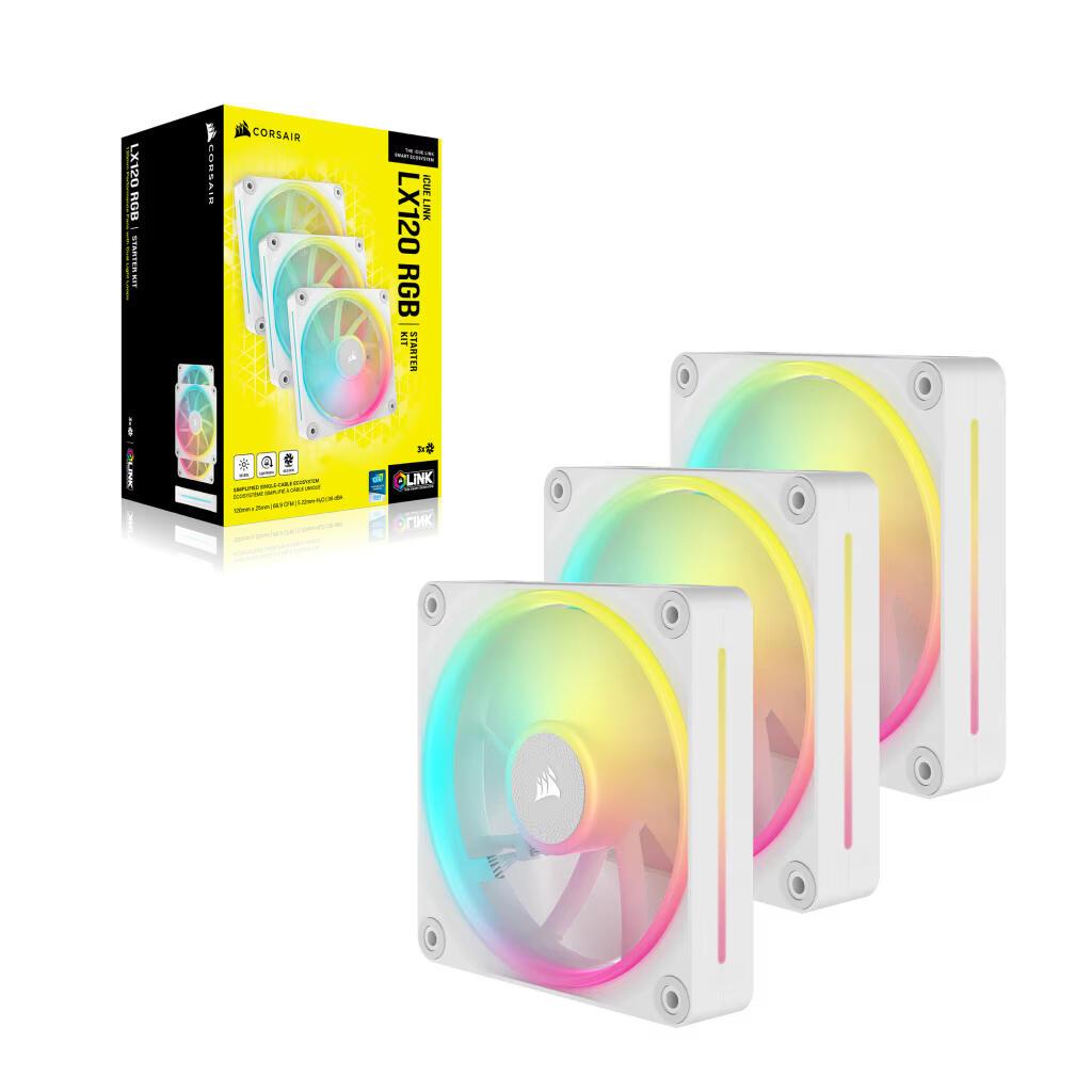 Ftohës për Kasë Corsair iCUE LINK LX120 RGB / 120mm / 400-2400 RPM / 3-Pack / CO-9051030-WW – Bardhë - 4