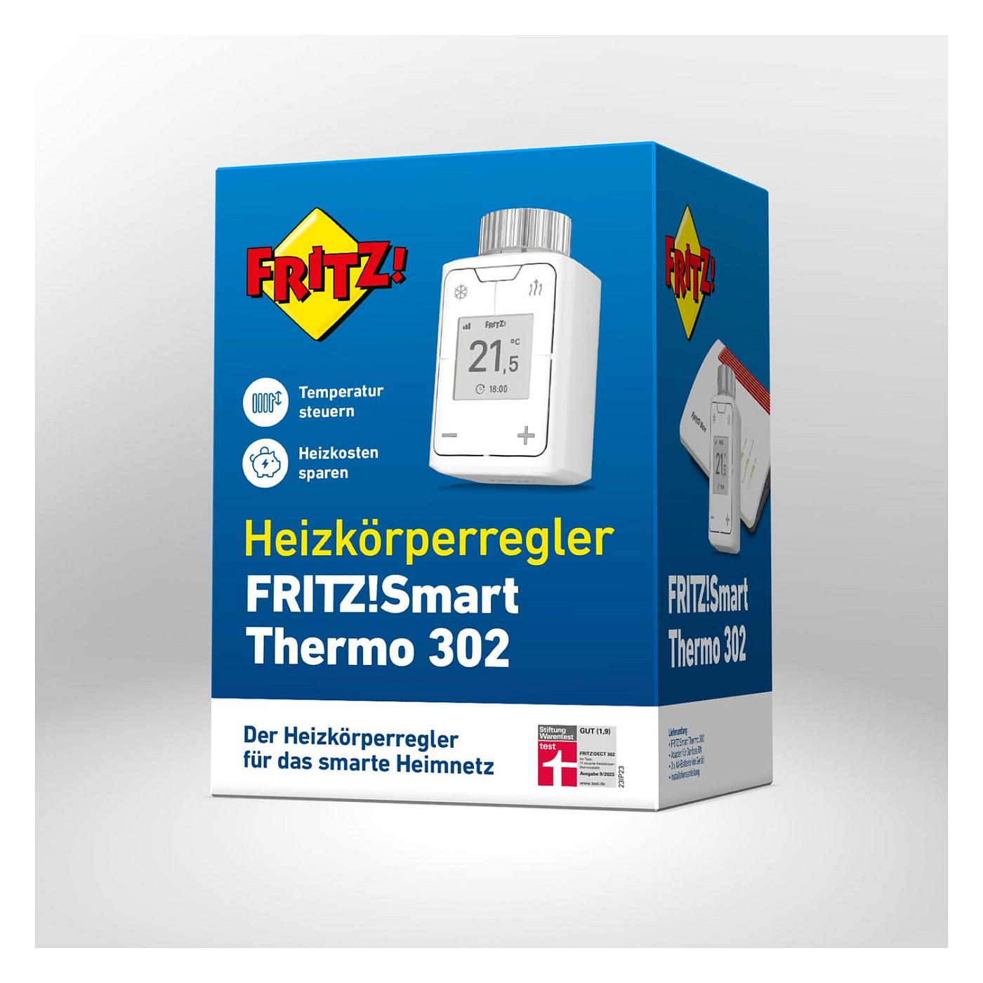 Termostat Inteligjent për Radiator FRITZ!Smart Thermo 302, DECT-ULE, Ekran E-Paper, Kontroll përmes Aplikacionit, 3× Bateri AA – Bardhë - 3