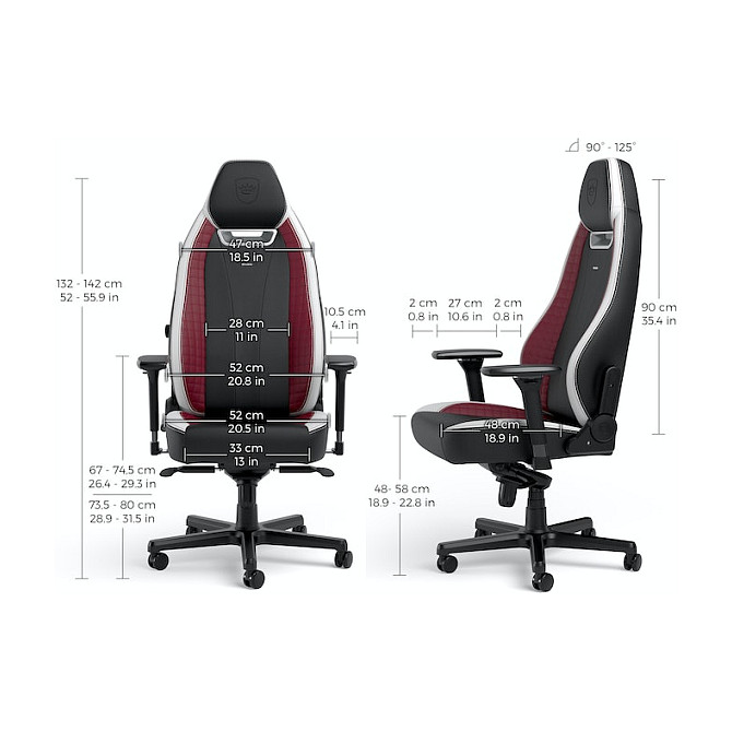 Karrige Gaming noblechairs LEGEND / 4D Armrests / Lumbar Support / 90–125° / 150kg – Zezë/Bardhë/Kuqe - 5