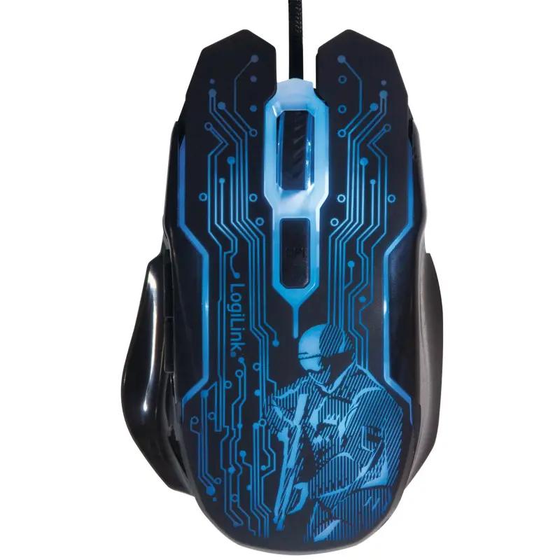 Maus Gaming LogiLink ID0137 / USB / Optik / 2400 DPI / 6 Butona / LED - Zezë/Blu - 3