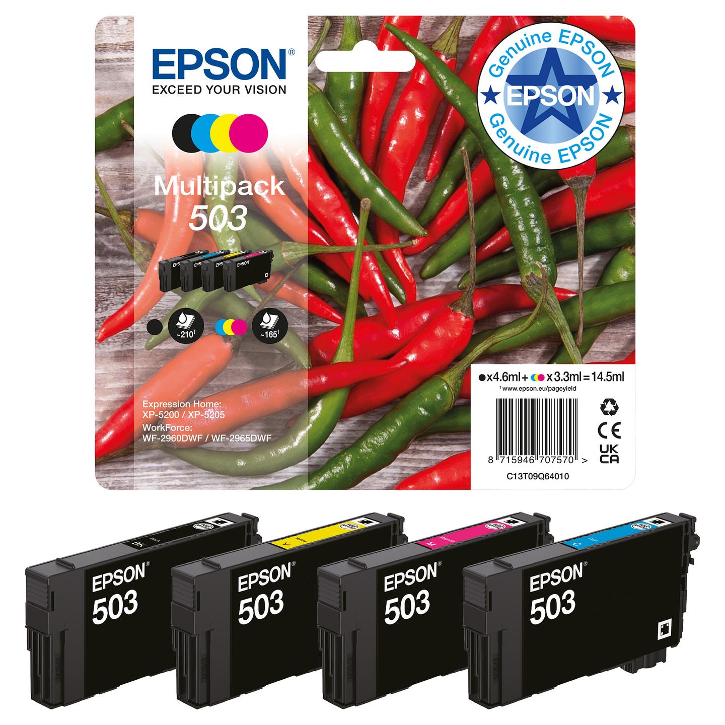 Set boje Epson 503XL Multipack (C13T09R94010), 4 fishekë, Zezë, Blu, Rozë, Verdhë - 9