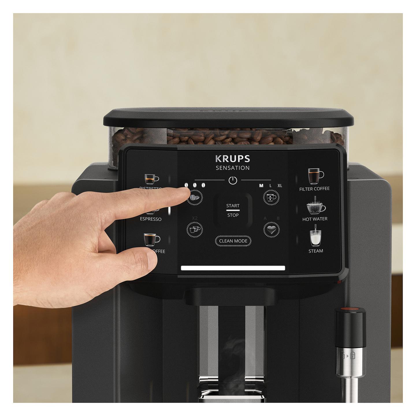Aparat për Kafe Espresso Automatik Krups Sensation C50 EA9108, 1450 W, 15 bar, Rezervuar 1.7 L - Gri/Zezë - 8