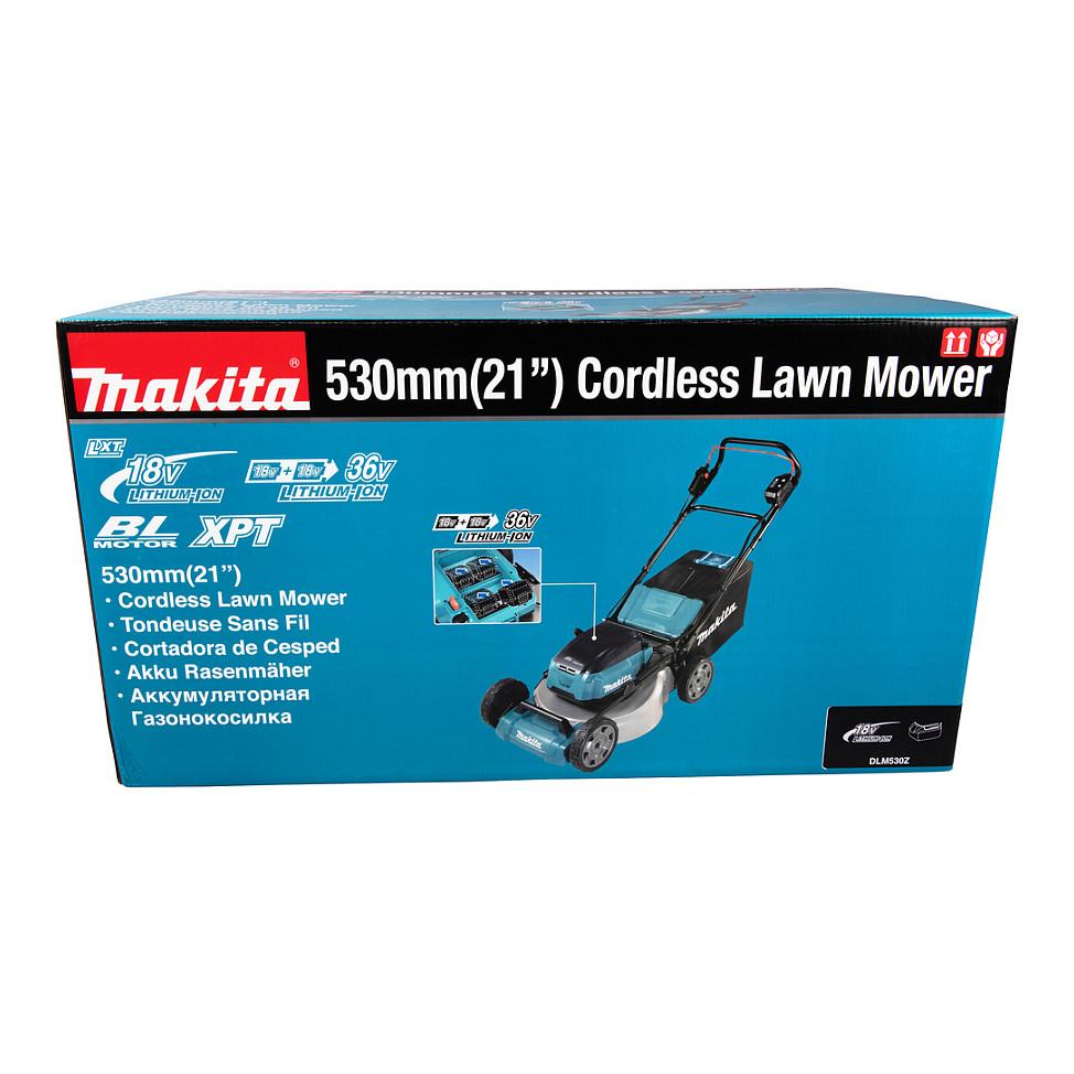 Kositëse Bari me Bateri Makita DLM530Z, 2x18V, 53cm, 20–100mm, 70L, Brushless - Blu/Zezë - 13