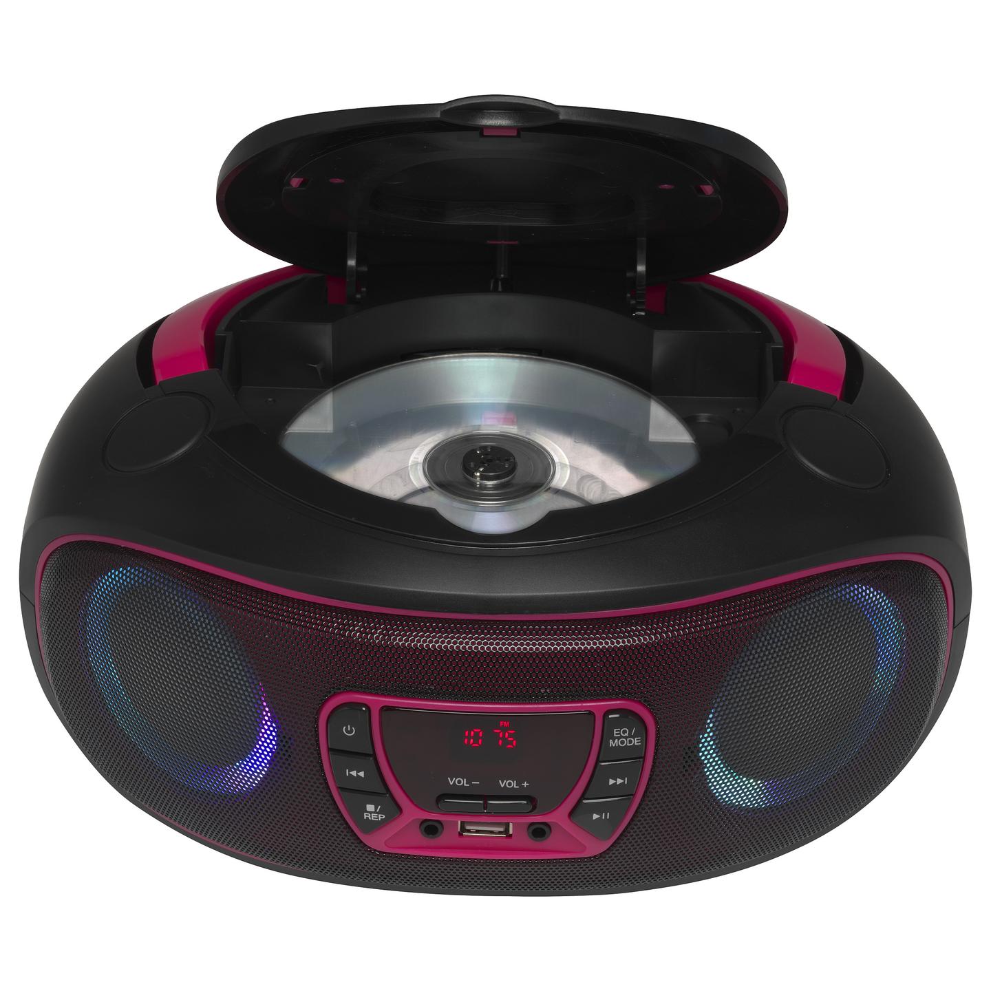 Altoparlant Denver TCL-212BT, CD, FM Radio, Bluetooth, USB, AUX, 4W RMS, LED - Zezë/Rozë - 3