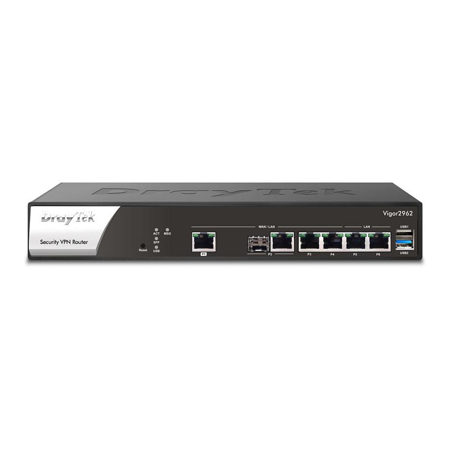 Ruter DrayTek Vigor 2962, Dual WAN, 1x 2.5GbE, 1x Gigabit SFP/RJ45 Combo, 2x Gigabit WAN/LAN, 2x Gigabit LAN, VPN, Firewall, Rackmount 1U - Zeze