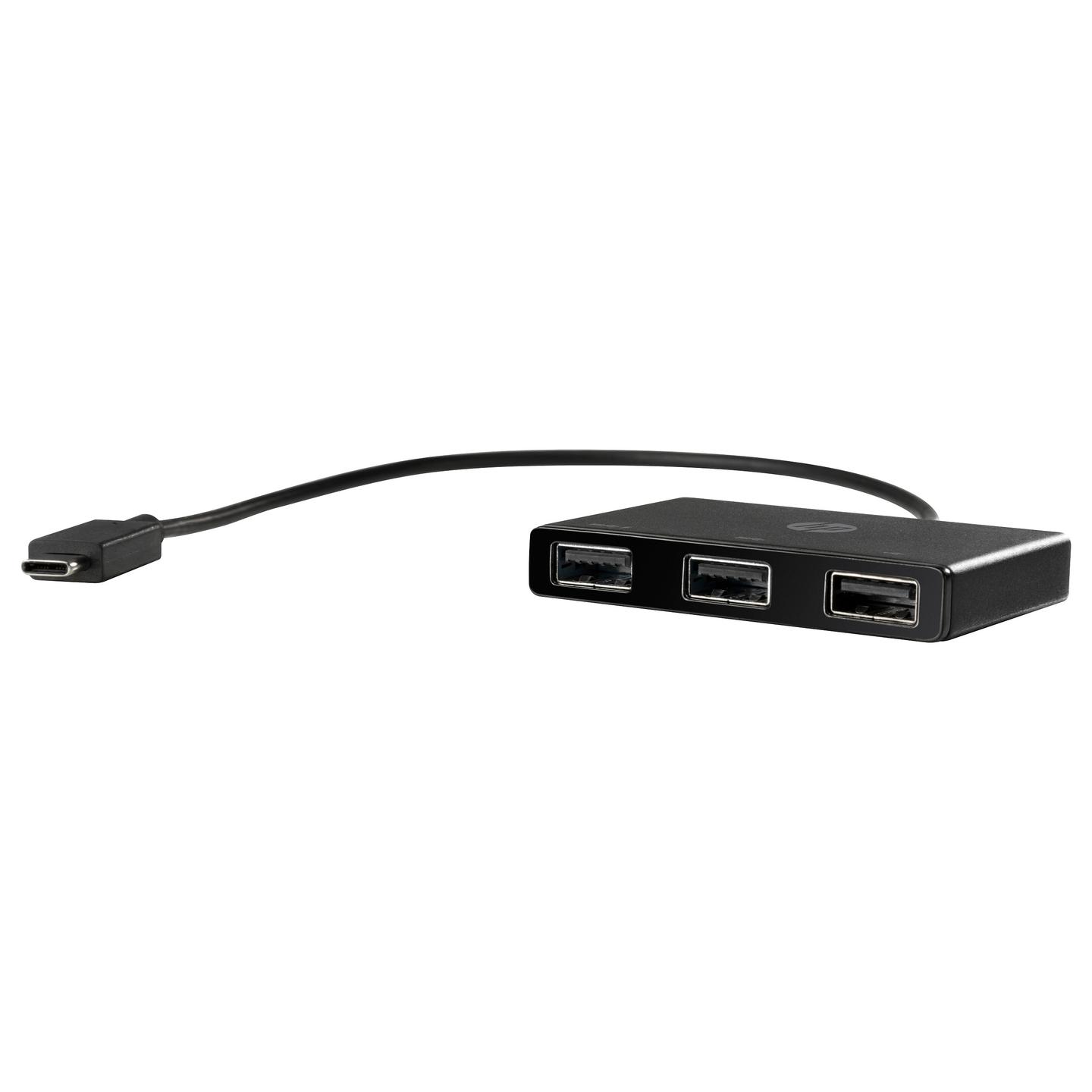 Hub USB HP Z6A00AA / USB-C në 3x USB-A / 2x USB 3.0 + 1x USB 2.0 / Kabllo e integruar - Zezë - 5