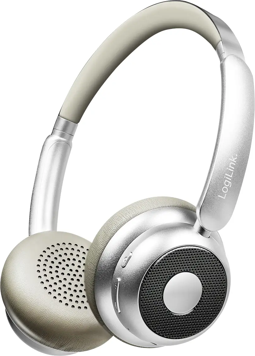 Kufje pa kabllo LogiLink AuraSolo BT0072S / Bluetooth 6.0 / ANC / 40 mm / AUX 3.5mm / Over-Ear – Kafe