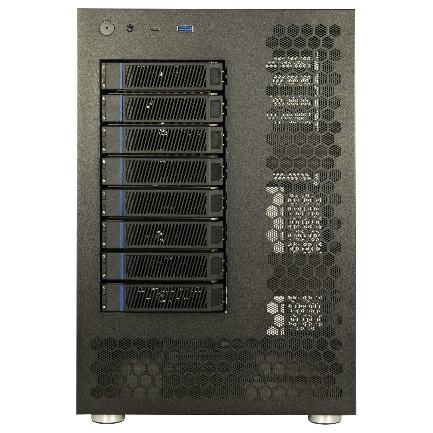 Kasë NAS Inter-Tech NAS-8, 8x HDD/SSD 2.5"/3.5", 2x USB-A 3.2 Gen 1, USB-C 3.2 Gen 1, 2x Ventilatorë 120mm - Zezë - 2