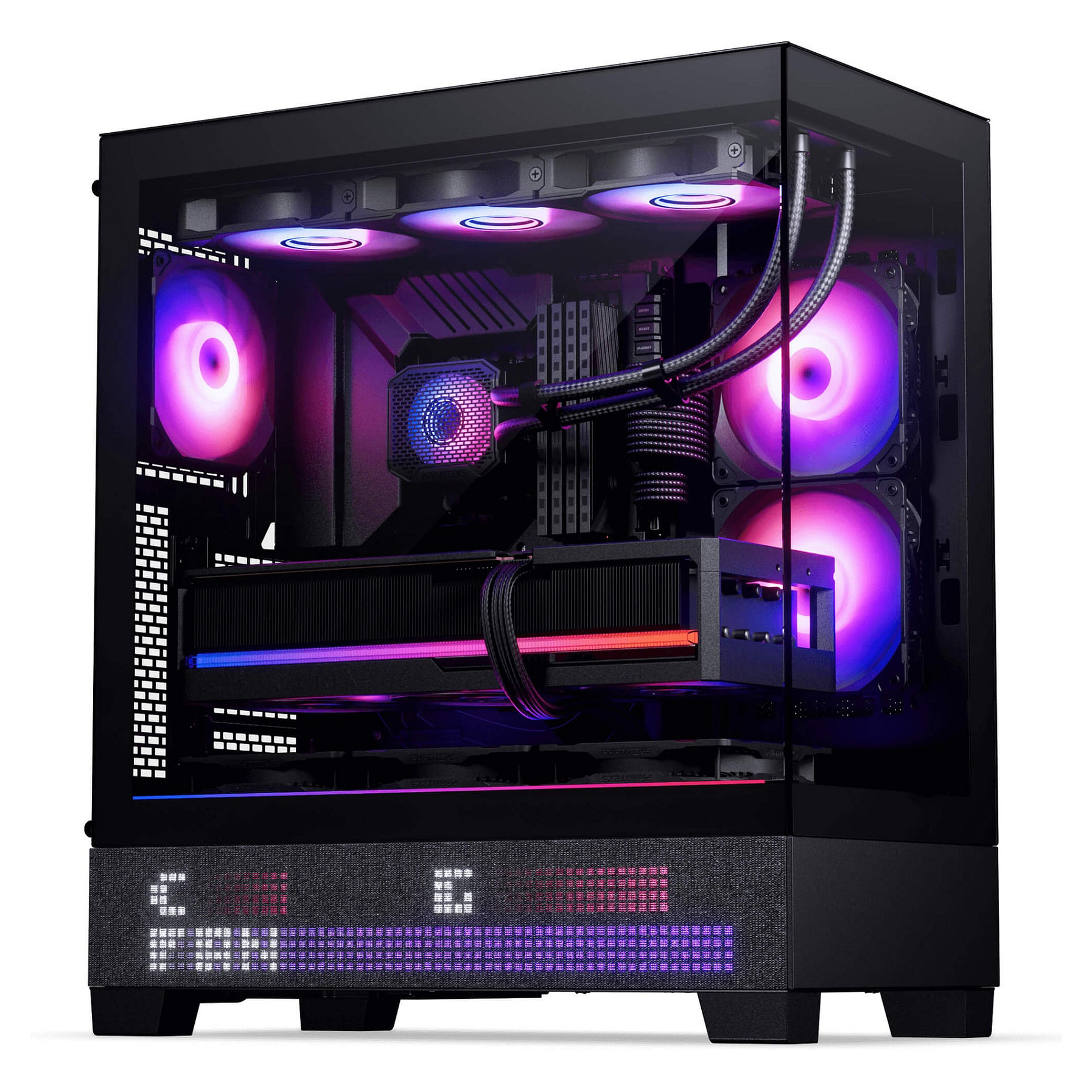 Kasë PC Phanteks XT View Matrix / Midi Tower / ATX / 2x 120mm + 1x 120mm Fan / Tempered Glass / Matrix Display - Zezë - 11