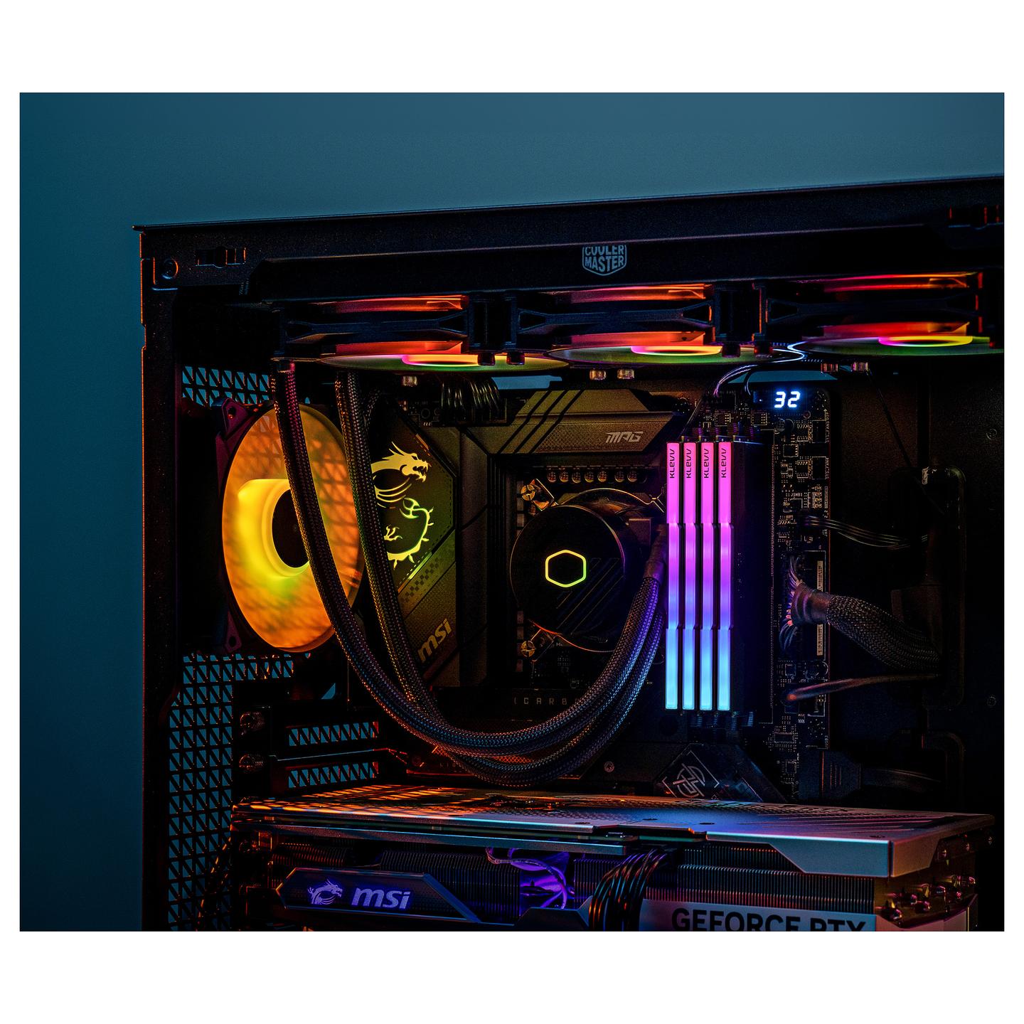 Memorie DDR5 KLEVV CRAS V RGB, 32GB (2x16GB), 6400MT/s, CL30, AMD EXPO, Intel XMP, RGB - Zezë - 14