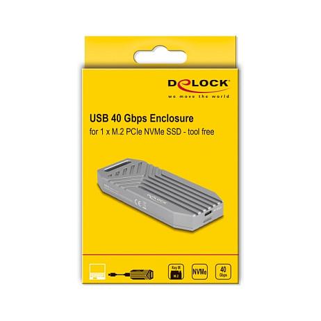 Këllëf për Disqe DeLOCK 42033 / M.2 NVMe 2280 / USB 40Gbps / USB-C / Tool-Free - Hiri - 5