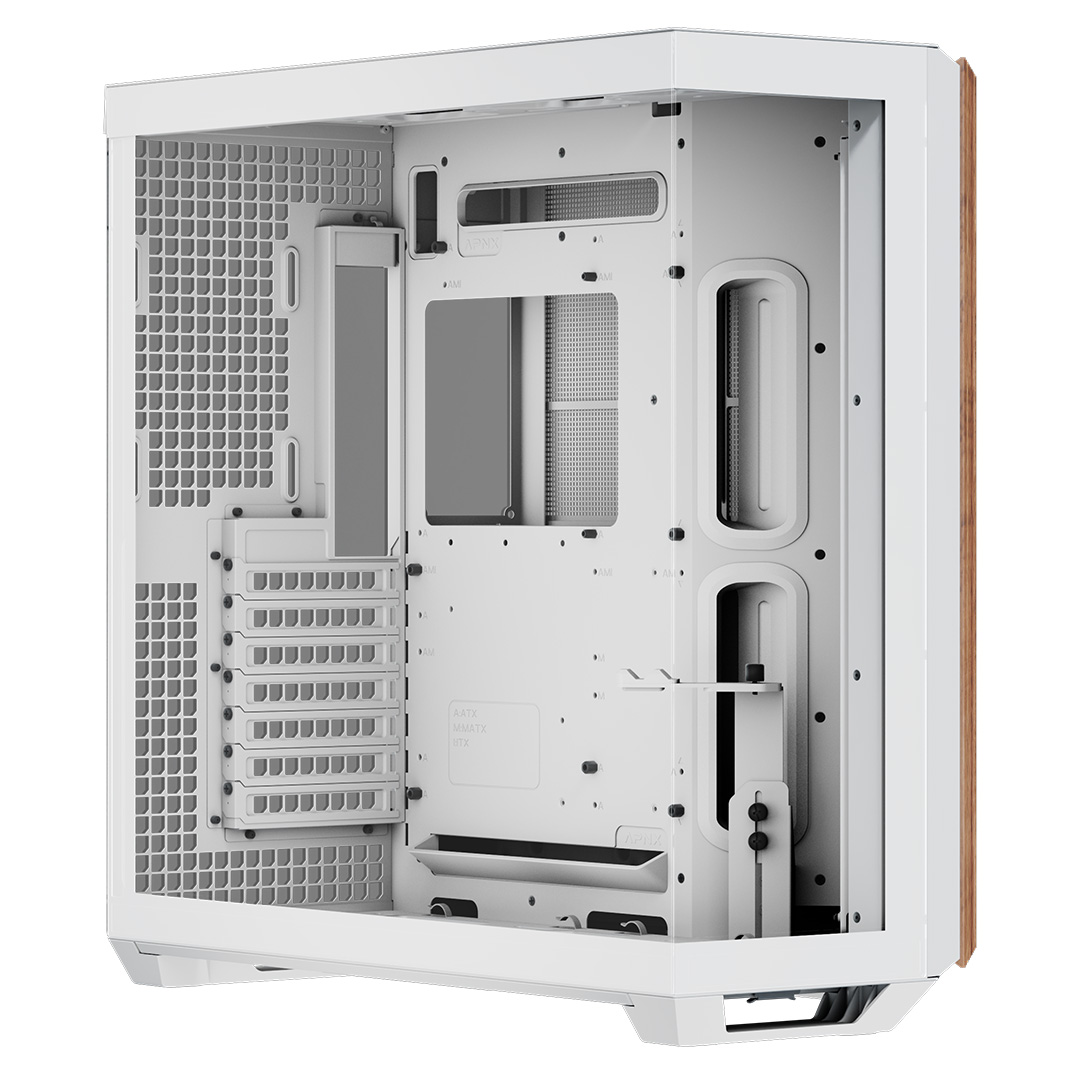 Kasë PC APNX V1-W-WT-v1 / Midi Tower / ATX / 2x 160mm + 1x 120mm Fan / Tempered Glass - Bardhë/Wood - 2