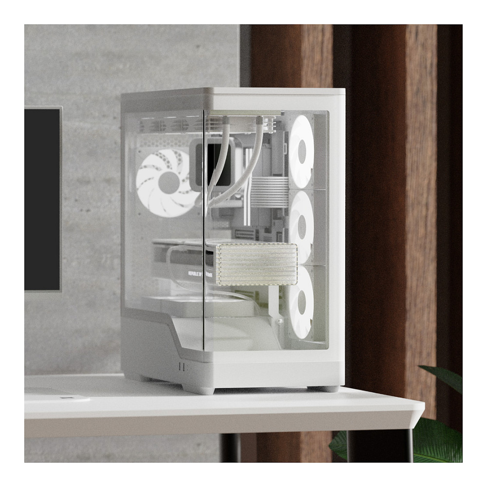 Kasë PC Aerocool P500A / Midi Tower / ATX / 3x 120mm + 1x 120mm Fan / Tempered Glass - Bardhë - 7