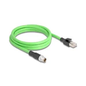 Kabllo për Rrjet DeLOCK 80441 / M12 X-coded 8-pin Mashkull → RJ-45 Mashkull / SF/UTP / 1m - Gjelbër