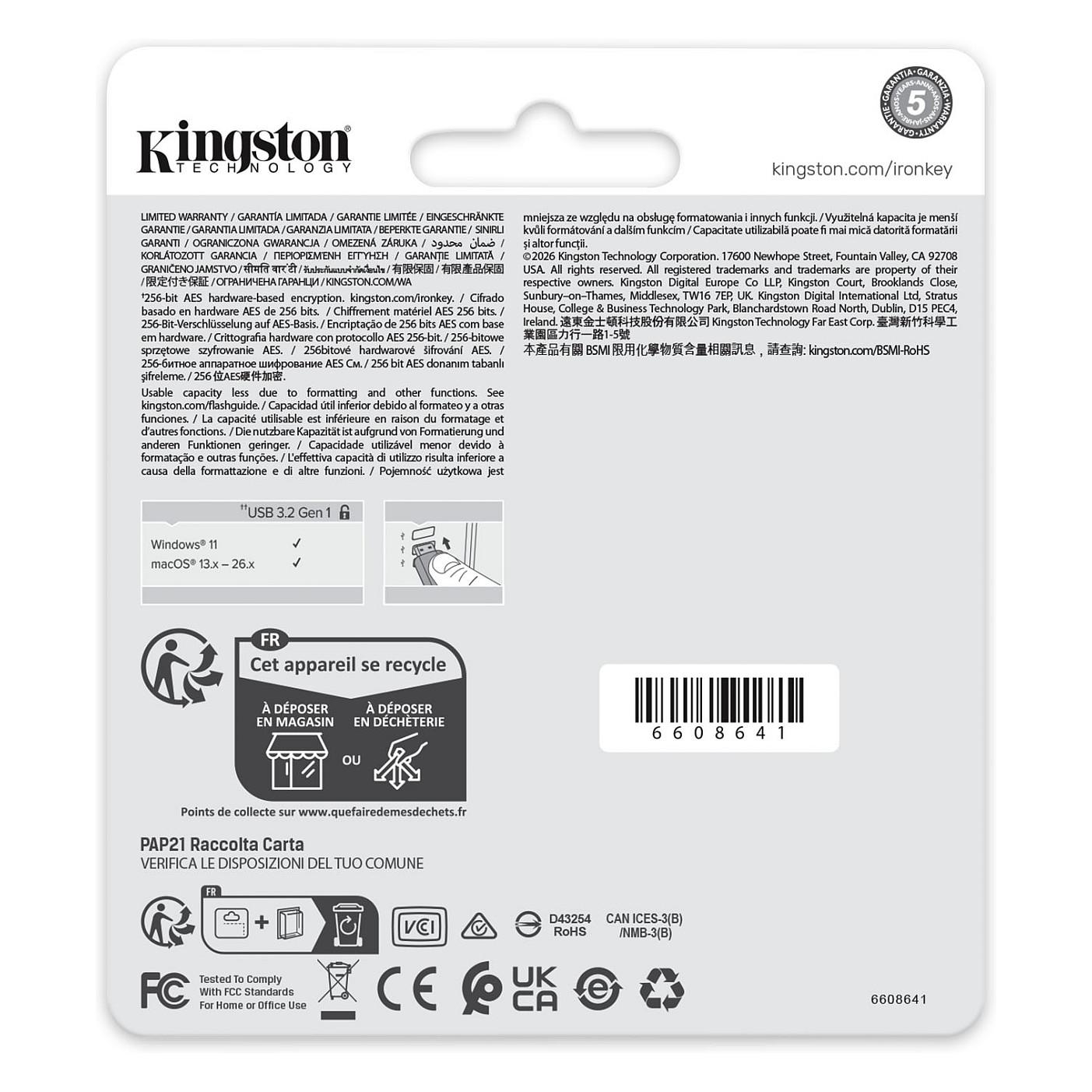 USB Flash Drive Kingston IronKey Locker+ 50 G2, 256GB, USB 3.2 Gen 1, AES 256-bit, FIPS 197 – Zezë - 5