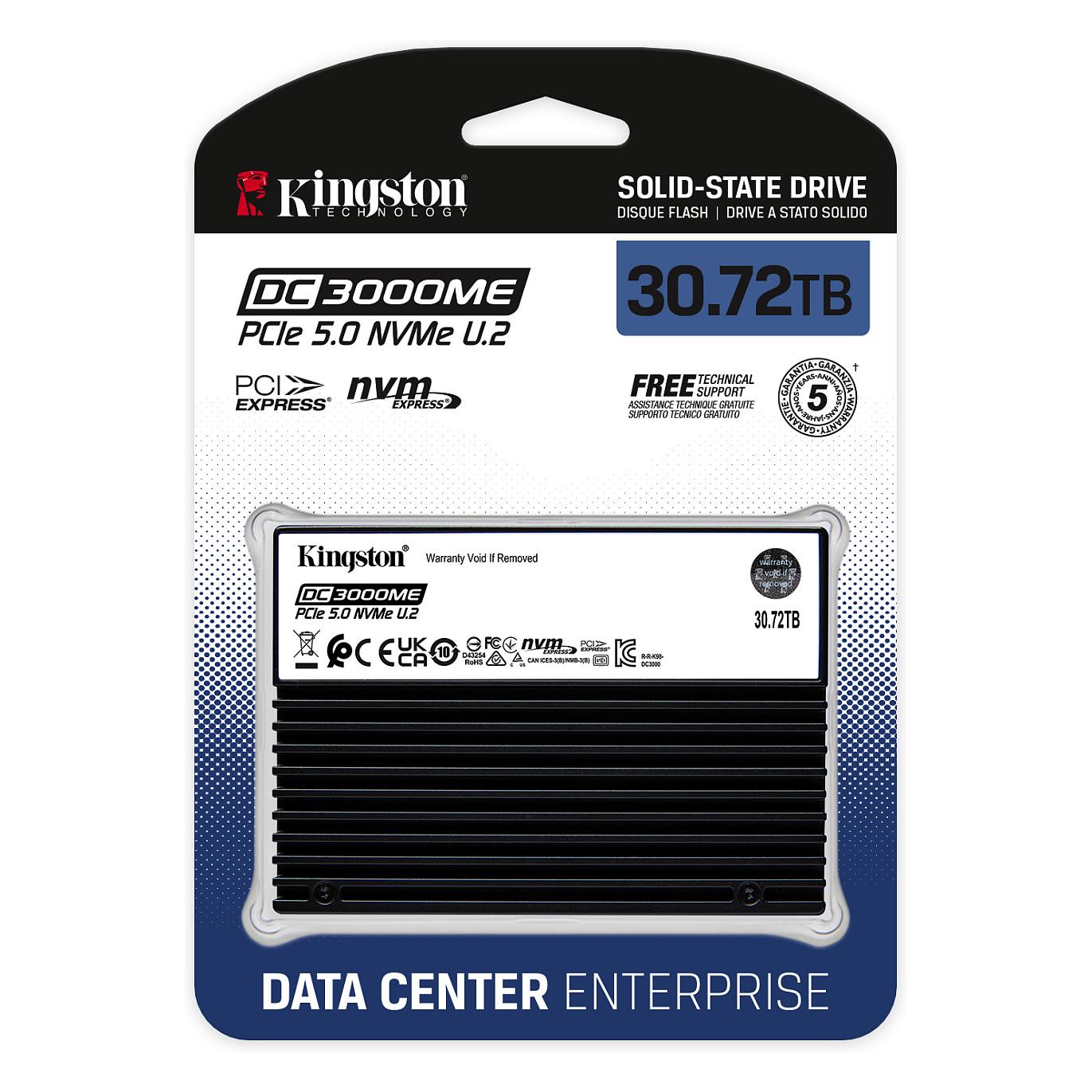 SSD e Brendshme Kingston DC3000ME, 30.72TB, U.2 2.5", PCIe 5.0 x4 NVMe, 14000MB/s Read, 9700MB/s Write - 4