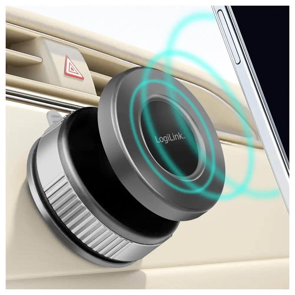 Mbajtës telefoni për veturë LogiLink AA0197 / Vacuum Magnetic / MagSafe / 360° / Twist-Lock – Zezë - 2