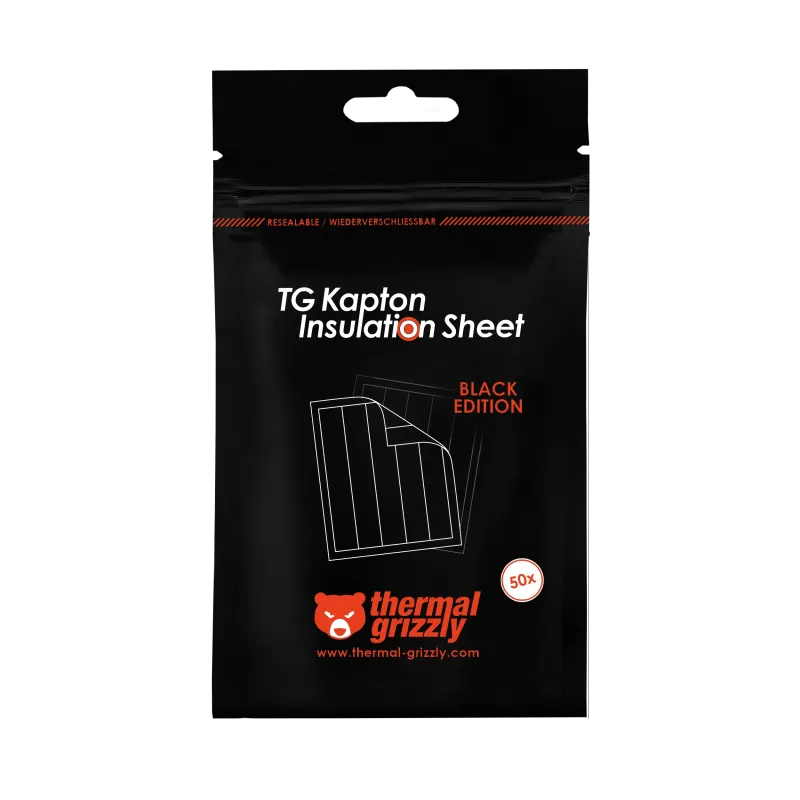 Aksesor për Ftohës Thermal Grizzly Kapton Insulation Sheet Black Edition / 10x60mm / 50pcs - Zezë - 6