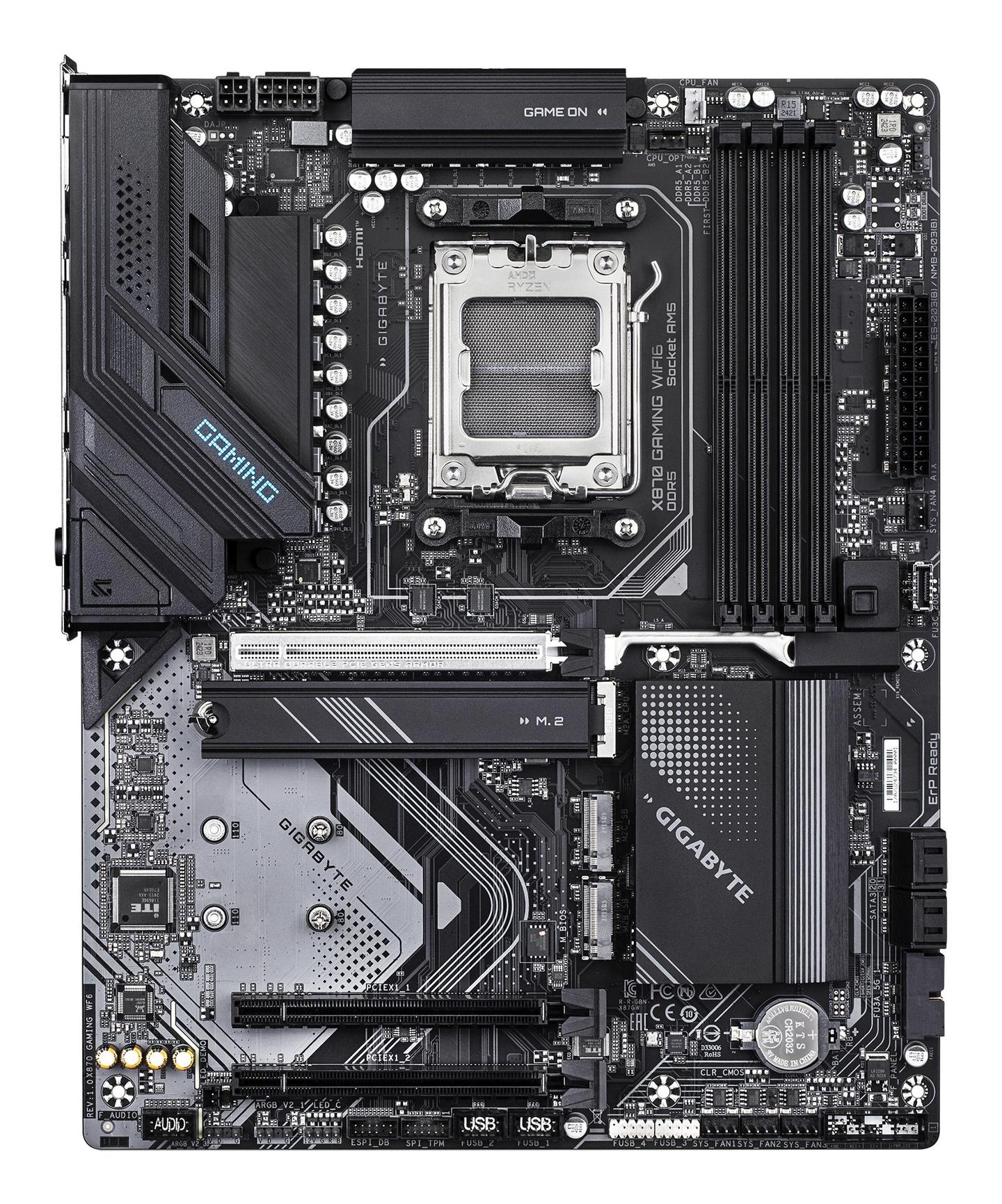 Pllakë Amë GIGABYTE X870 GAMING WF6 / AMD X870 / AM5 / ATX / DDR5 / PCIe 5.0 / Wi-Fi 6 / 2.5GbE