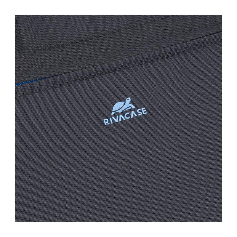 Çantë për Laptop RIVACASE Regent 8027, 14", Poliester Rezistent ndaj Ujit, Ndarje e Mbushur, Xhep i Përparmë, Rrip Shpatulle i Rregullueshëm – Zezë/Blu - 6