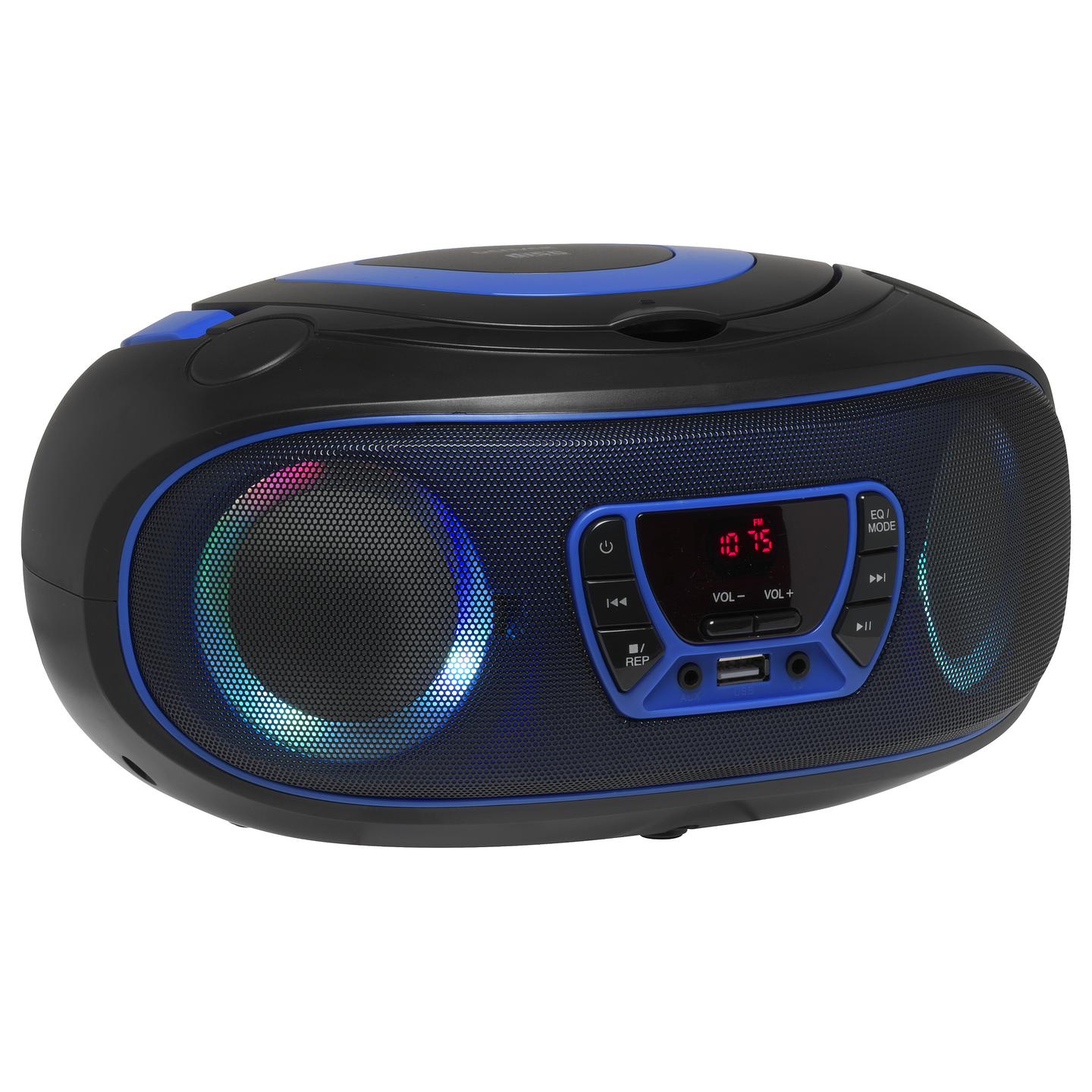CD Player portativ Denver TCL-212BT, Bluetooth, FM, 4W, Jack 3.5 mm - Zezë dhe Blu - 4