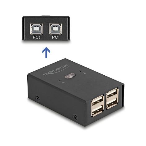 Switch USB DeLOCK 11505, USB 2.0, 2 PC në 4 Pajisje, 2x USB-B, 4x USB-A - Zezë - 2