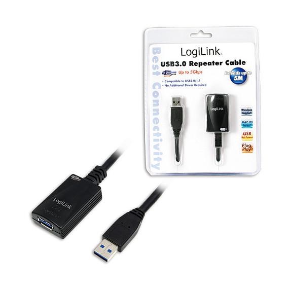 Kabllo USB LogiLink UA0127 / USB 3.0 / Repeater / USB-A Mashkull në USB-A Femër / 5 m - Zezë - 2