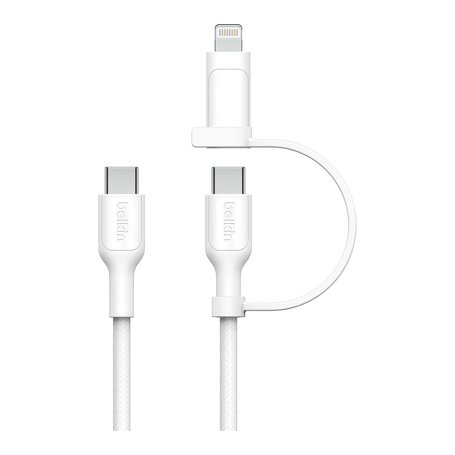 Kabllo USB Belkin BoostCharge Pro / USB-C në USB-C/Lightning / USB 2.0 / 1.5m / 60W - Bardhë - 2