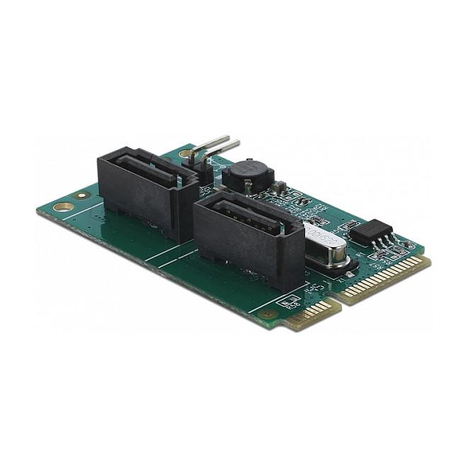 Kartë Zgjerimi Mini PCIe Delock 95264 / Mini PCIe / 2x SATA 6Gbps / PCIe 2.0 / RAID 0, 1, SPAN / Asmedia ASM1061R