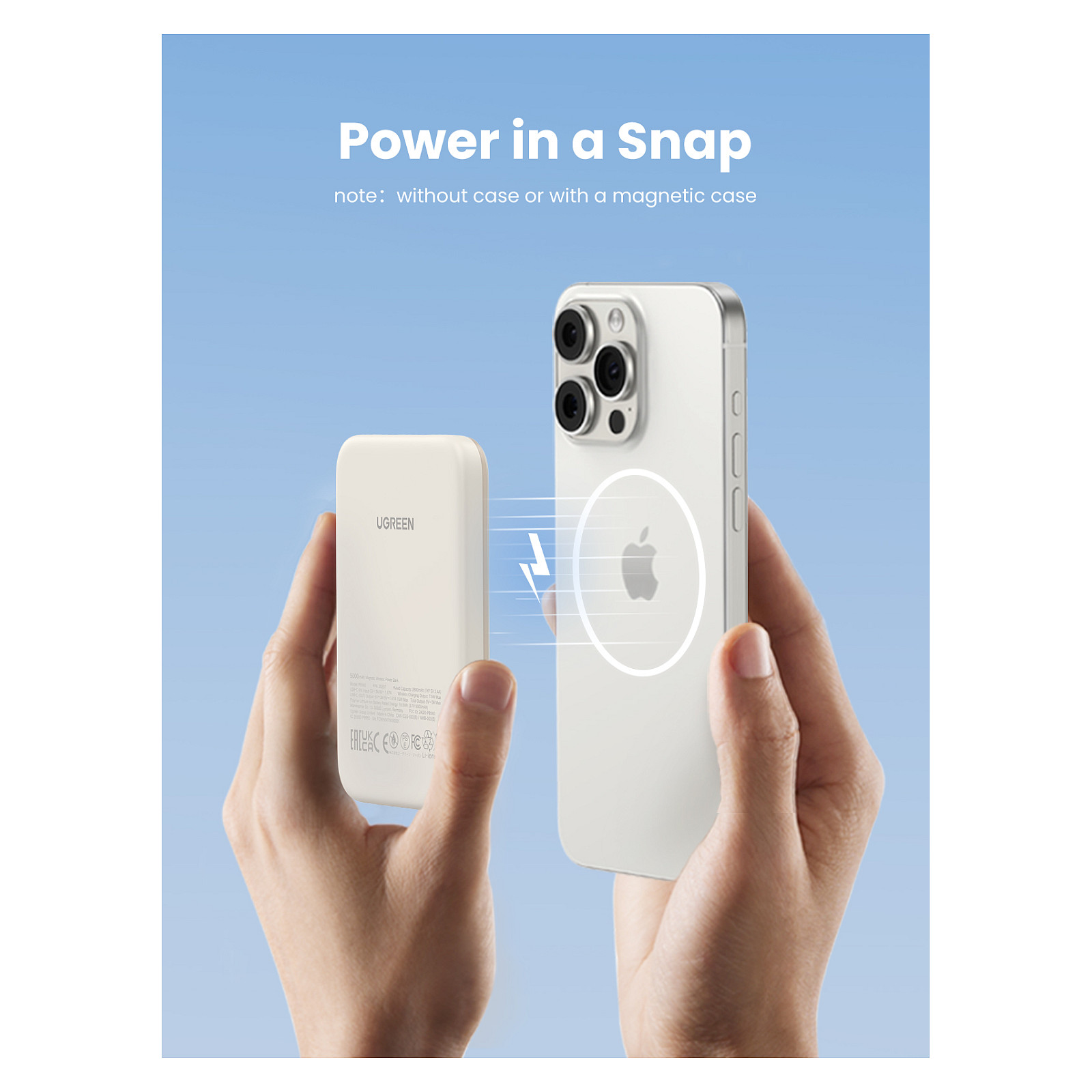 Powerbank UGREEN 25207 / 5.000mAh / USB-C 15W / Wireless 7.5W / Magnetic - 12
