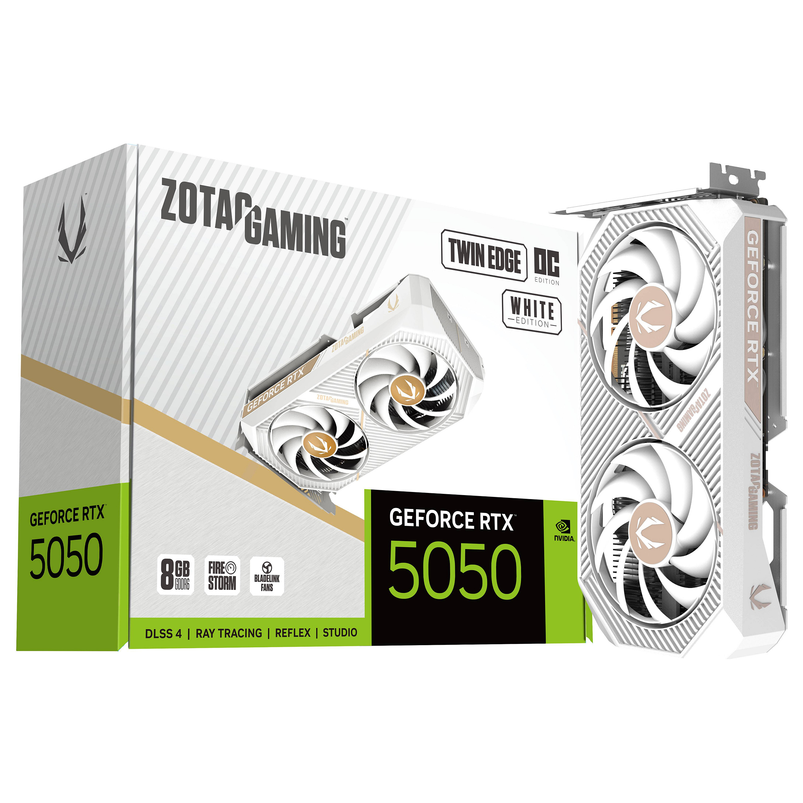Kartë Grafike NVIDIA GeForce RTX 5050 / 8GB / Zotac GAMING Twin Edge OC / GDDR6 / 2 Fan - Bardhë - 8
