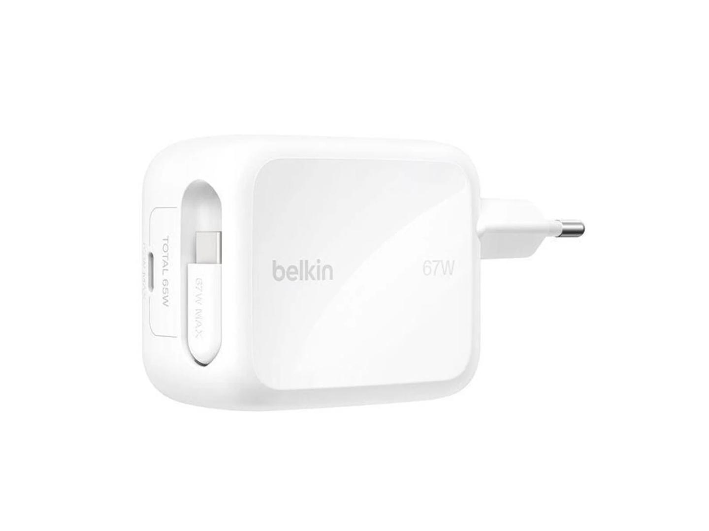 Adapter Belkin BOOSTCHARGE PRO / 67W / Dual USB-C / GaN / Kabllo USB-C e Tërheqshme - Bardhë - 2