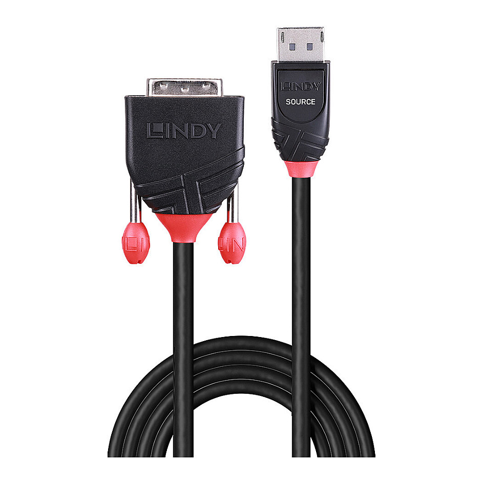 Kabllo DisplayPort Lindy 41491 / DisplayPort në DVI-D / 2m / DisplayPort 1.2 / 1920×1200 60Hz - Zezë - 2