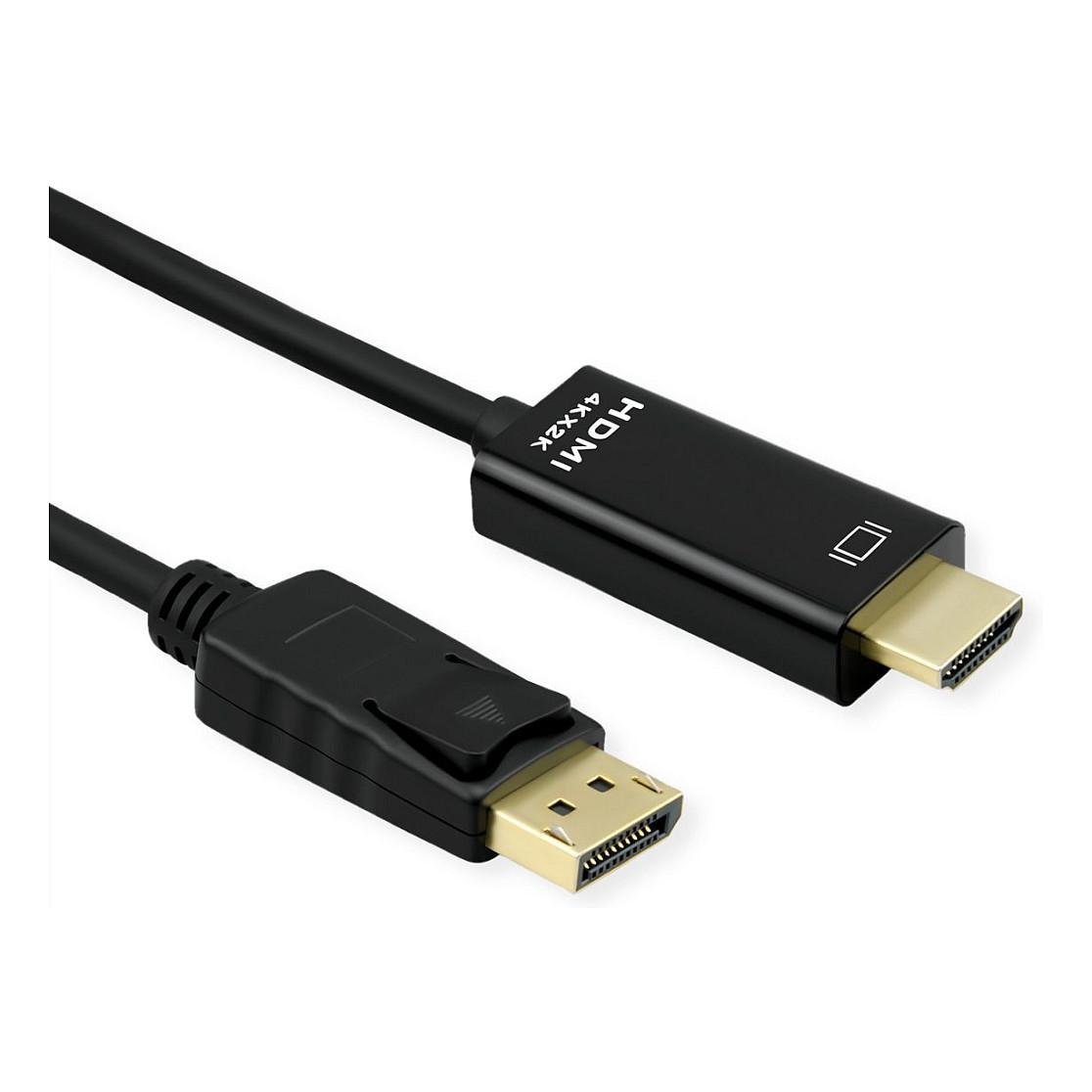 Kabllo DisplayPort ROLINE 11.04.5995-10 / DisplayPort 1.2 në HDMI / 1m / 4K 60Hz / 10-Pack - Zezë