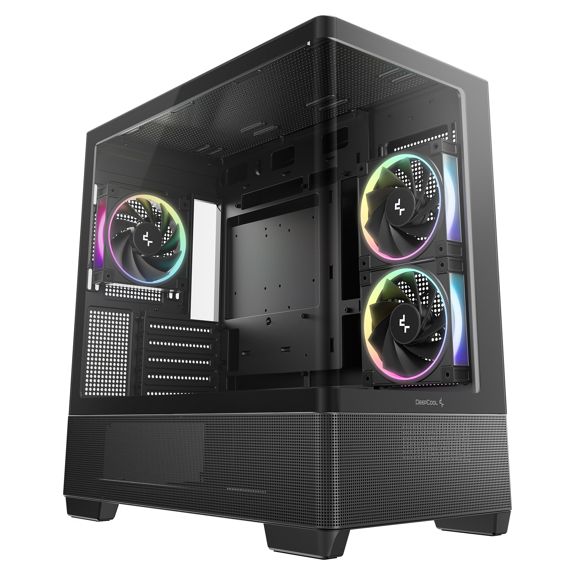 Kasë PC DeepCool CG380U 3F / Mini Tower / Micro-ATX + Mini-ITX / 2x 120mm + 1x 120mm ARGB Fan / Tempered Glass - Zezë