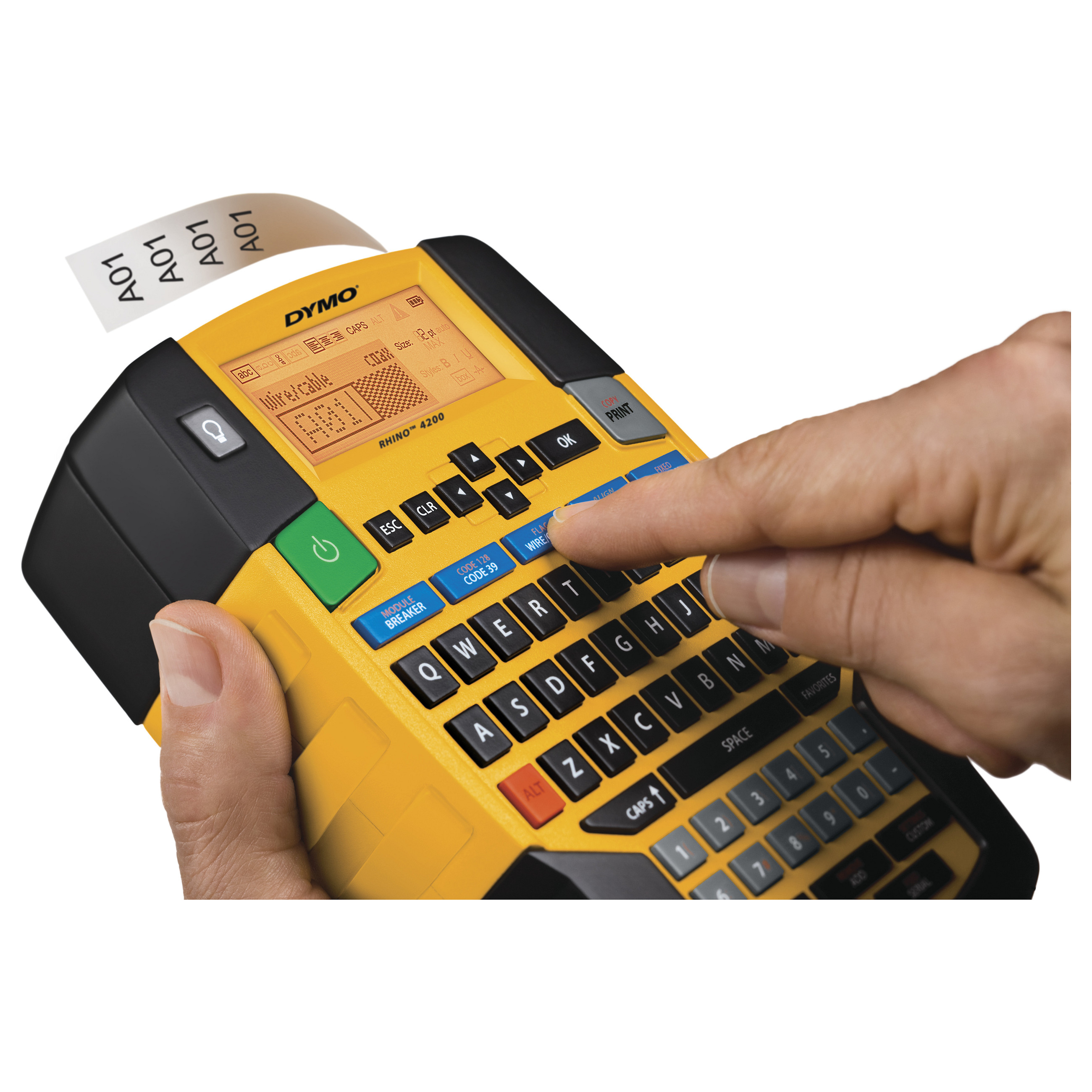 Printer Label DYMO RHINO 4200 / Thermal Transfer / QWERTZ / 19 mm - Zezë/Verdhë - 5