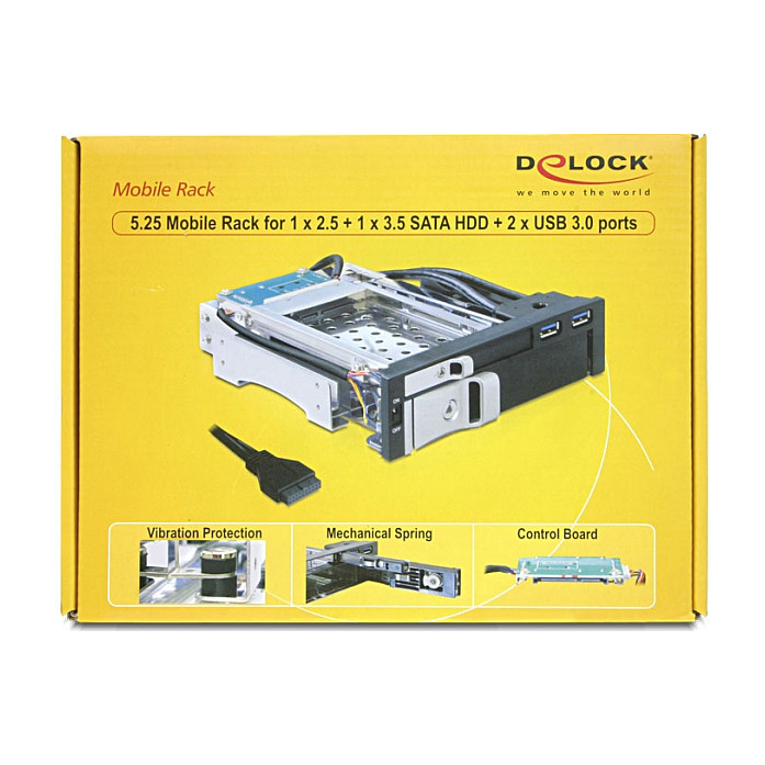 Aksesor për Disqe DeLOCK 47209 / 5.25" / 2.5"+3.5" SATA HDD / 2x USB 3.0 - Zezë - 2