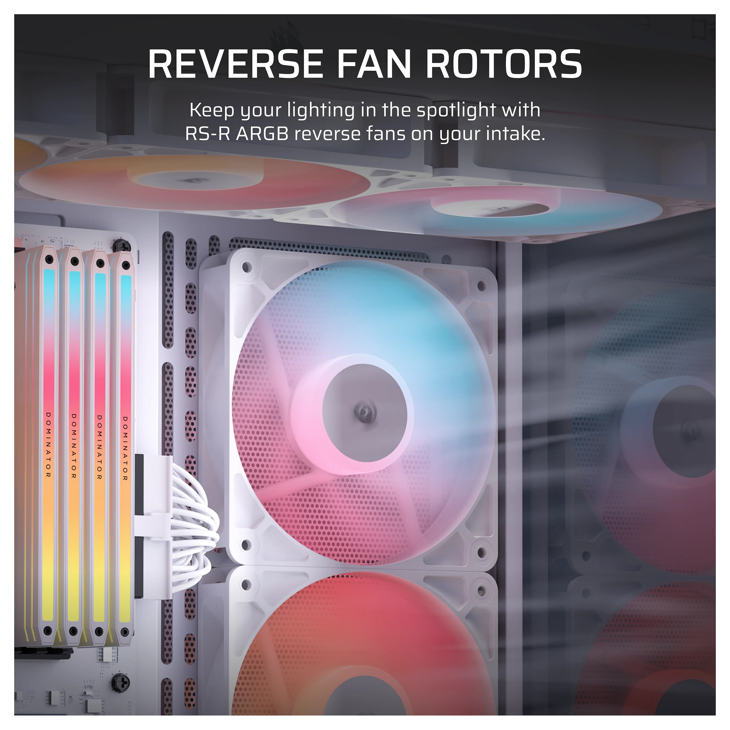 Ftohës për Kasë Corsair RS120-R ARGB / 120mm / 420-2100 RPM / ARGB / PWM / 3-Pack / Reverse – Bardhë - 6