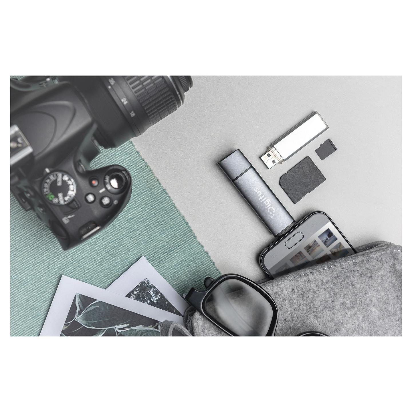 Lexues Kartelash DIGITUS DA-70886 / SD / microSD / USB 3.2 Gen 1 / USB-A / USB-C / OTG / 5 Gbit/s - Alumin - 5