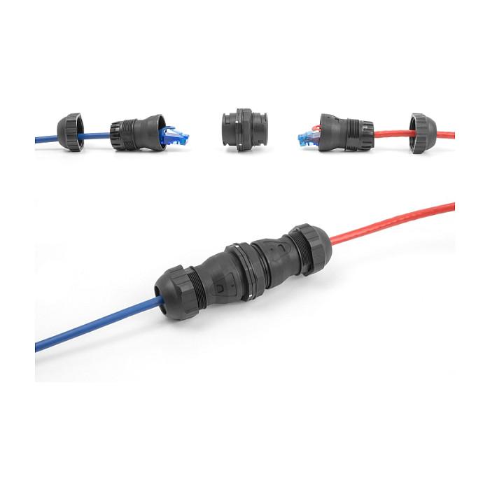 Lidhës për Kabllo Rrjeti DeLOCK 67044, RJ45 femër në RJ45 femër, Cat.6A, STP, IP68 - Zezë - 2